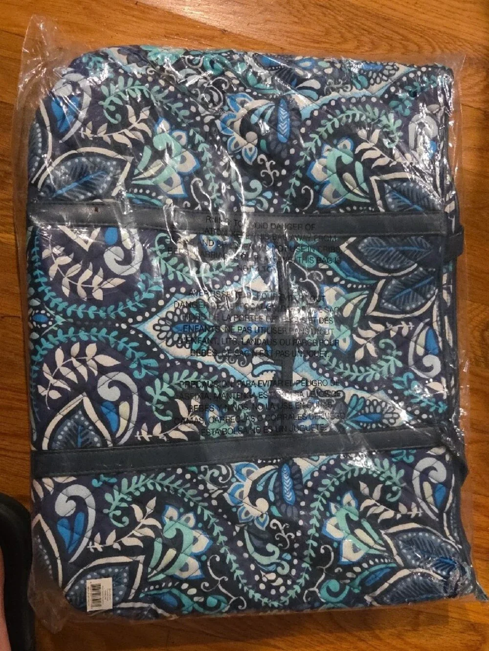 Vera Bradley Navy Teal Floral Quilted Laptop Sleeve